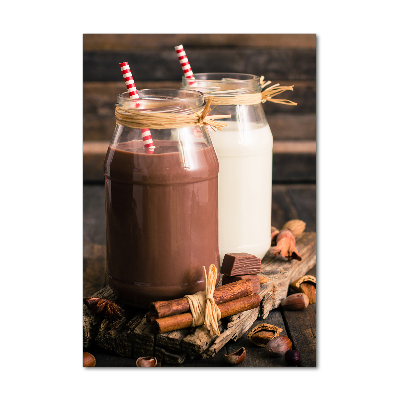 Cuadro de cristal moderno efecto brillo vertical Batidos de leche