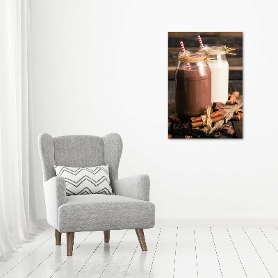 Cuadro de cristal moderno efecto brillo vertical Batidos de leche