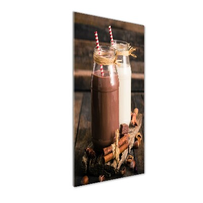 Cuadro de cristal moderno efecto brillo vertical Batidos de leche