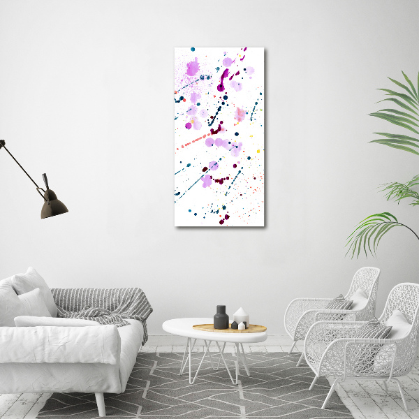Cuadro decorativo en cristal con canto pulido vertical Manchas de colores
