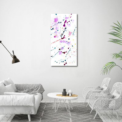 Cuadro decorativo en cristal con canto pulido vertical Manchas de colores