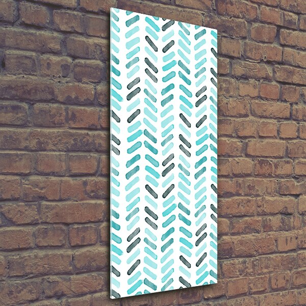 Cuadro decorativo en cristal con canto pulido vertical Espiga azul