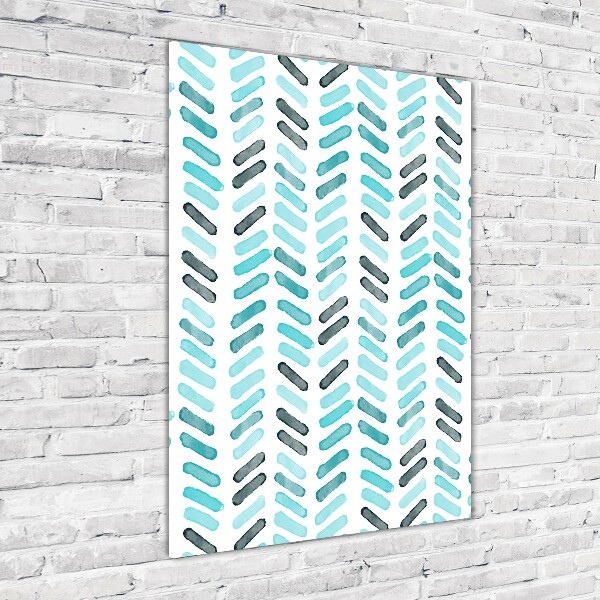 Cuadro decorativo en cristal con canto pulido vertical Espiga azul