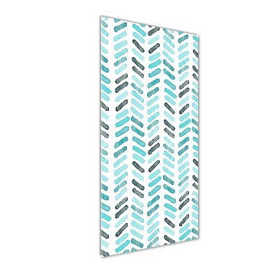 Cuadro decorativo en cristal con canto pulido vertical Espiga azul