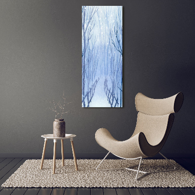 Cuadro decorativo en cristal con canto pulido vertical Bosque en invierno