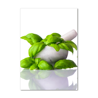 Cuadro de vidrio templado 4mm para pared vertical Morteros y hierbas