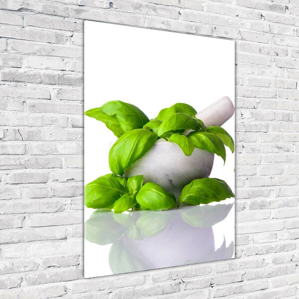 Cuadro de vidrio templado 4mm para pared vertical Morteros y hierbas