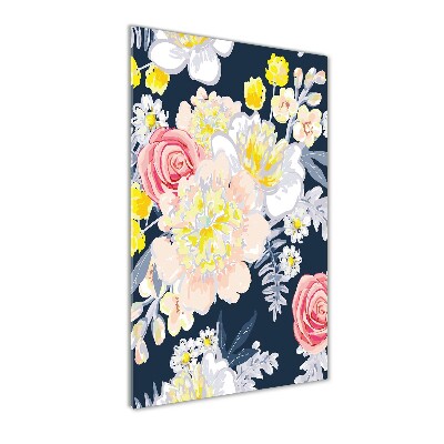 Cuadro decorativo en cristal con canto pulido vertical Un ramo de flores