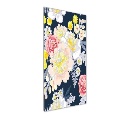 Cuadro decorativo en cristal con canto pulido vertical Un ramo de flores