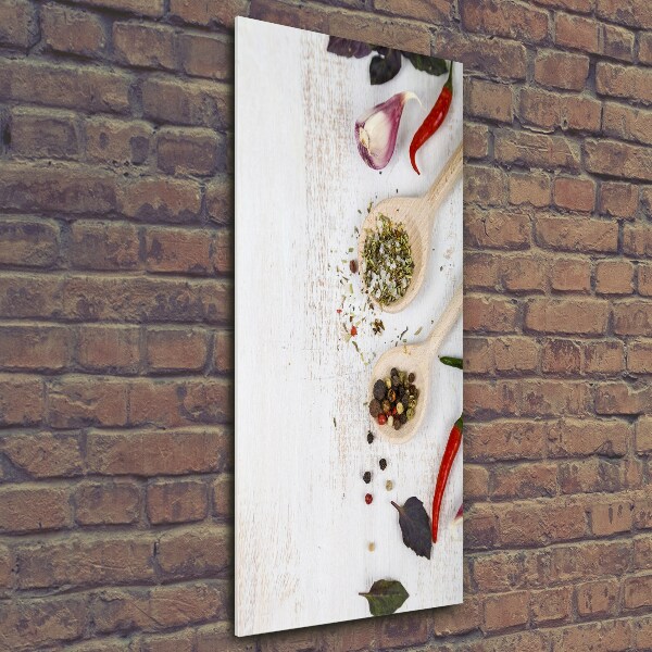 Fotocuadro de cristal elegante para hogar vertical Verduras y especias