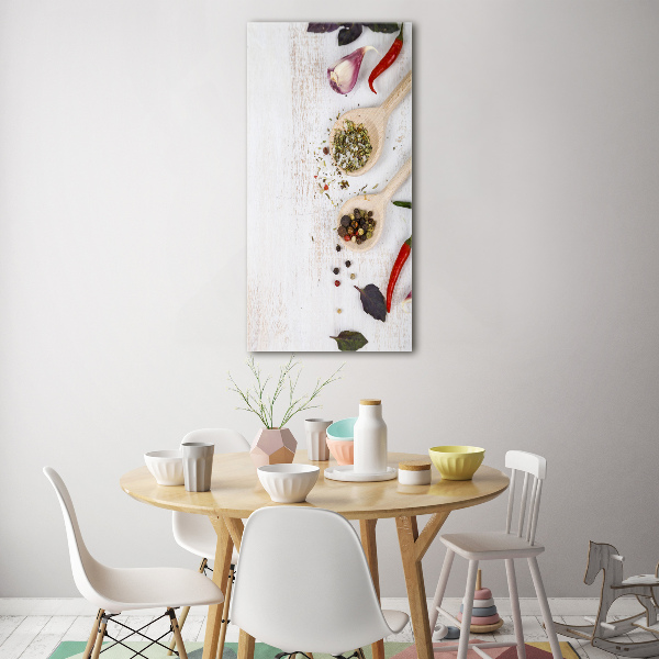 Fotocuadro de cristal elegante para hogar vertical Verduras y especias
