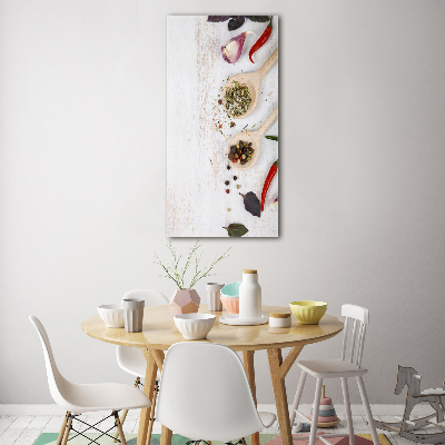 Fotocuadro de cristal elegante para hogar vertical Verduras y especias