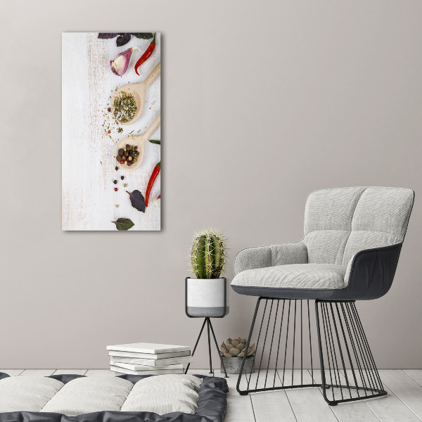 Fotocuadro de cristal elegante para hogar vertical Verduras y especias