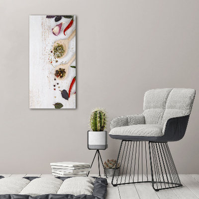 Fotocuadro de cristal elegante para hogar vertical Verduras y especias