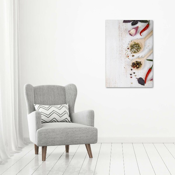 Fotocuadro de cristal elegante para hogar vertical Verduras y especias