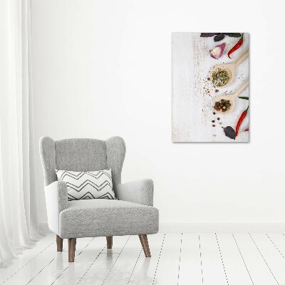 Fotocuadro de cristal elegante para hogar vertical Verduras y especias