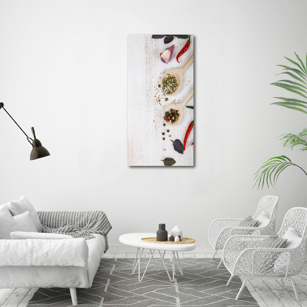 Fotocuadro de cristal elegante para hogar vertical Verduras y especias