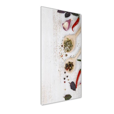 Fotocuadro de cristal elegante para hogar vertical Verduras y especias