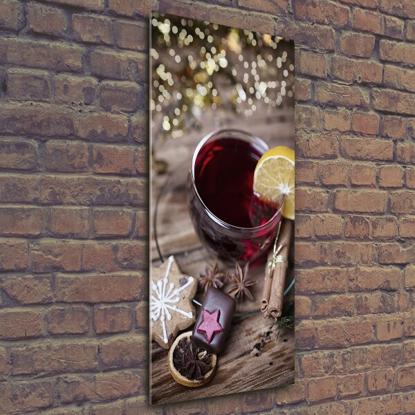 Cuadro de cristal moderno efecto brillo vertical Vino caliente