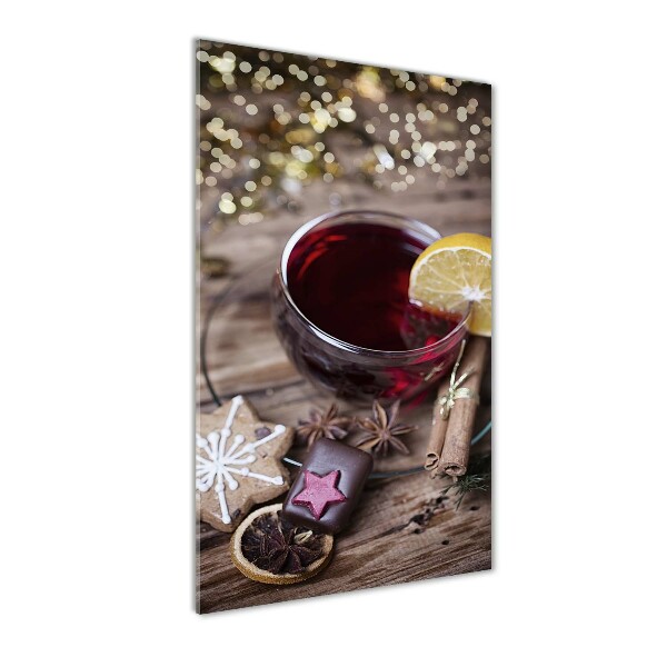 Cuadro de cristal moderno efecto brillo vertical Vino caliente