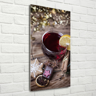 Cuadro de cristal moderno efecto brillo vertical Vino caliente
