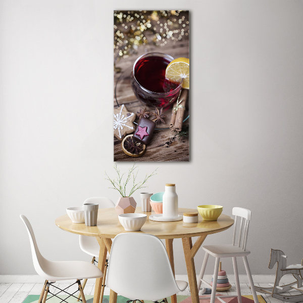 Cuadro de cristal moderno efecto brillo vertical Vino caliente