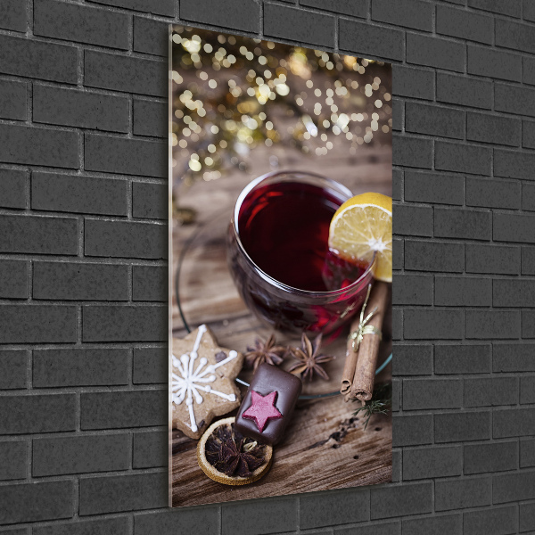 Cuadro de cristal moderno efecto brillo vertical Vino caliente