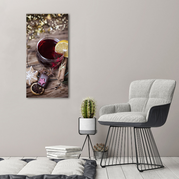 Cuadro de cristal moderno efecto brillo vertical Vino caliente
