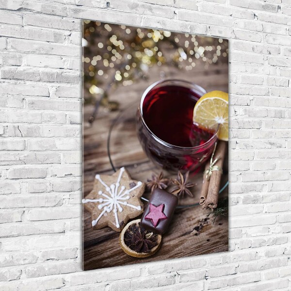 Cuadro de cristal moderno efecto brillo vertical Vino caliente