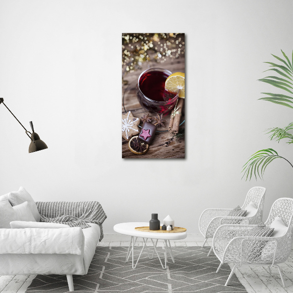 Cuadro de cristal moderno efecto brillo vertical Vino caliente