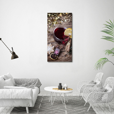 Cuadro de cristal moderno efecto brillo vertical Vino caliente