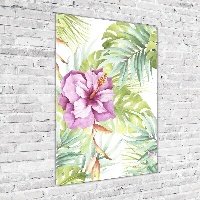 Fotocuadro de cristal elegante para hogar vertical Patrón hawaiano