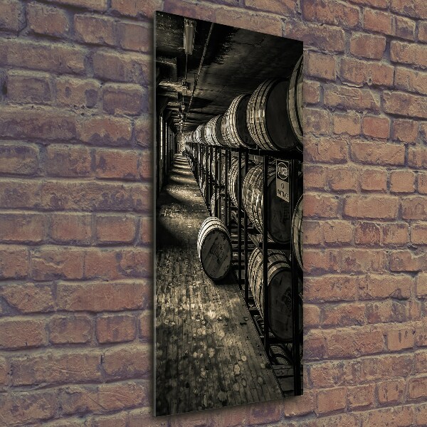 Cuadro de cristal moderno efecto brillo vertical Barriles de bourbon