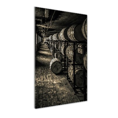 Cuadro de cristal moderno efecto brillo vertical Barriles de bourbon
