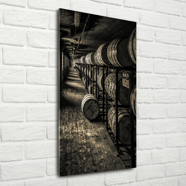 Cuadro de cristal moderno efecto brillo vertical Barriles de bourbon