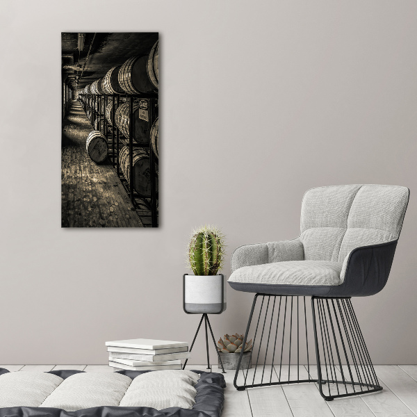 Cuadro de cristal moderno efecto brillo vertical Barriles de bourbon