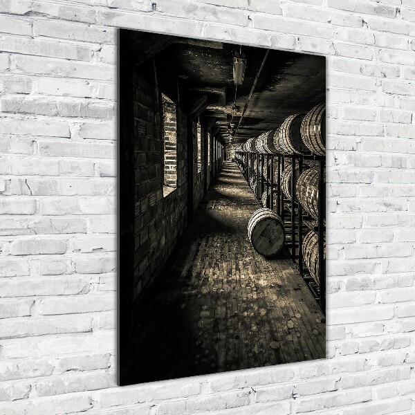 Cuadro de cristal moderno efecto brillo vertical Barriles de bourbon