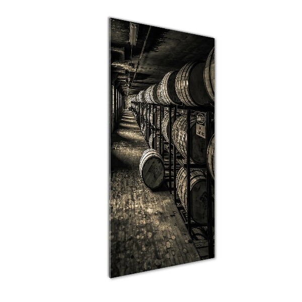 Cuadro de cristal moderno efecto brillo vertical Barriles de bourbon