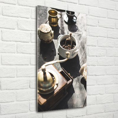 Fotocuadro de cristal elegante para hogar vertical Molinillo de café