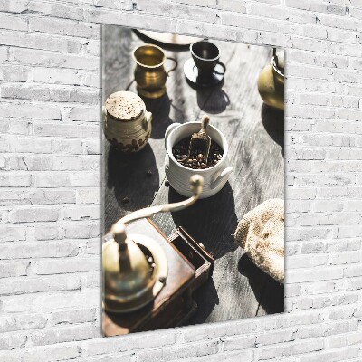 Fotocuadro de cristal elegante para hogar vertical Molinillo de café