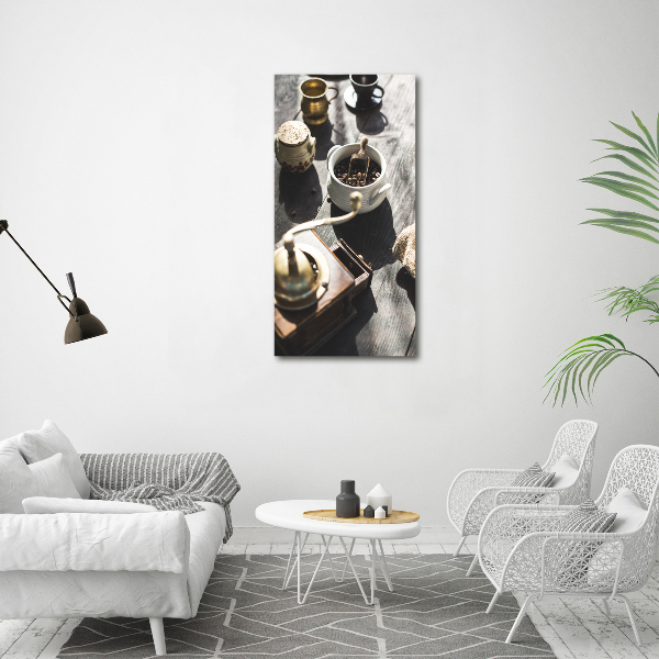 Fotocuadro de cristal elegante para hogar vertical Molinillo de café
