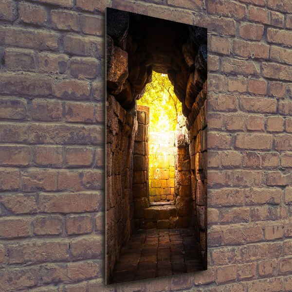 Cuadro decorativo en cristal con canto pulido vertical Las bodegas del castillo