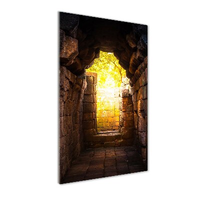 Cuadro decorativo en cristal con canto pulido vertical Las bodegas del castillo