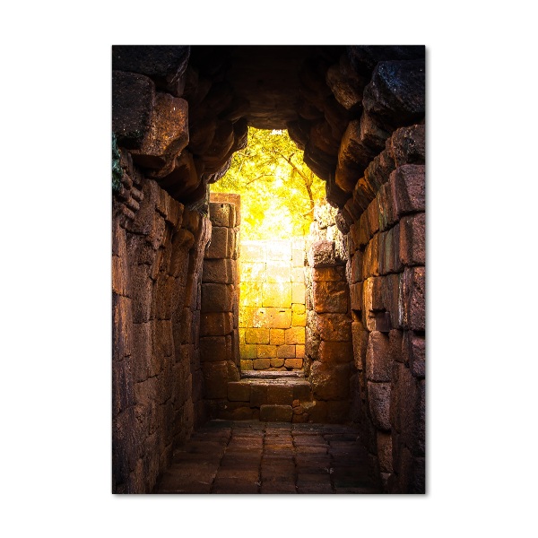 Cuadro decorativo en cristal con canto pulido vertical Las bodegas del castillo