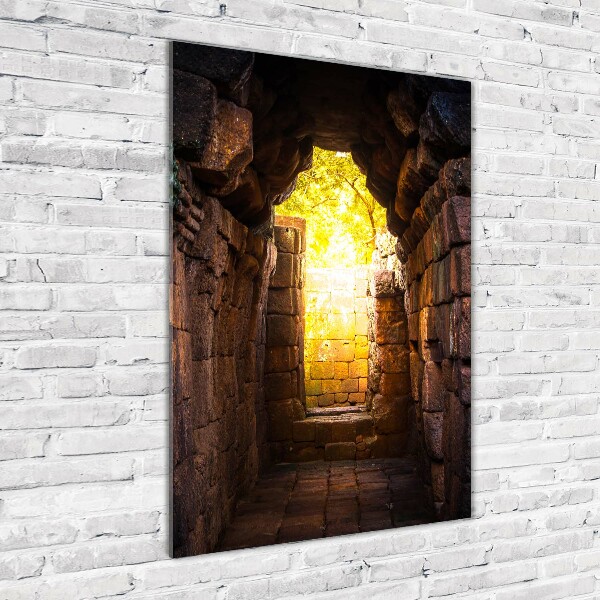 Cuadro decorativo en cristal con canto pulido vertical Las bodegas del castillo