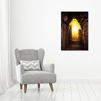 Cuadro decorativo en cristal con canto pulido vertical Las bodegas del castillo