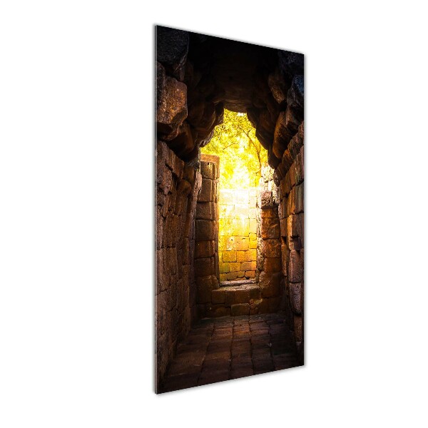 Cuadro decorativo en cristal con canto pulido vertical Las bodegas del castillo