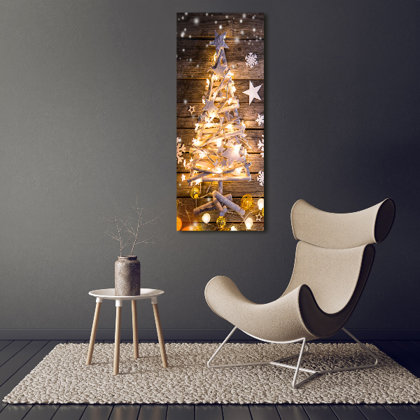 Cuadro decorativo en cristal con canto pulido vertical Árbol de Navidad brillante