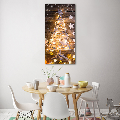 Cuadro decorativo en cristal con canto pulido vertical Árbol de Navidad brillante