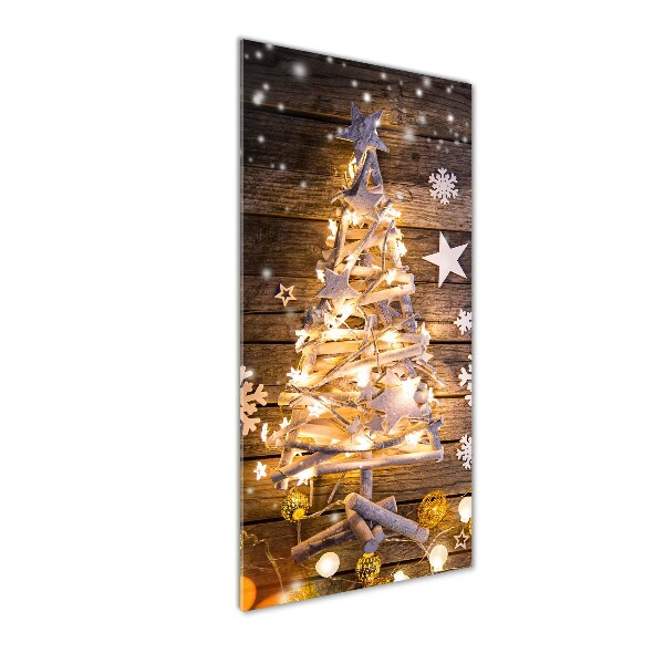 Cuadro decorativo en cristal con canto pulido vertical Árbol de Navidad brillante